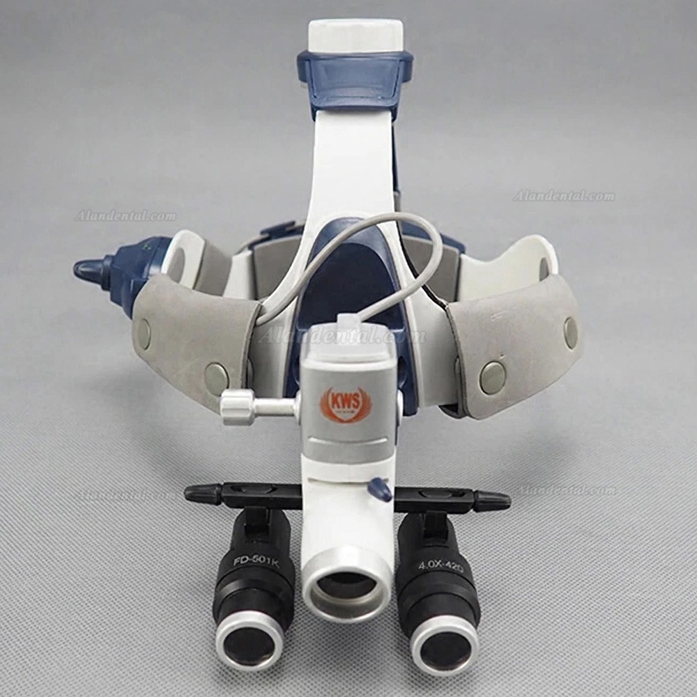 KWS FD501K 4.0X Binocular Dental Loupes + KD-205AY-2 5W LED Dental Headlight With 2 Batteries